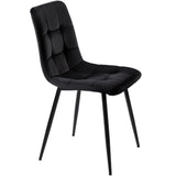 Dining Chair (4 pcs), Black,4-Set Upholstered Chair Design Chair with Backrest,Seat in Velvet Metal Frame_6