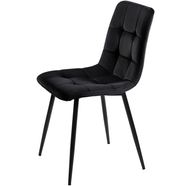 Dining Chair (4 pcs), Black,4-Set Upholstered Chair Design Chair with Backrest,Seat in Velvet Metal Frame_7