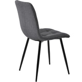 Dining Chair (4 pcs), Dark Grey,4-Set Linen Upholstered Chair Design Chair with Backrest,Seat in Linen, Metal Frame_7