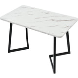 117×68cm Dining Table with 4 Chairs Set, Rectangular Dining Table Modern Kitchen Table Set,Dining Room Chair  dark grey Velvet Kitchen Chair,Black Table Legs_5