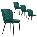 Velvet  dining chair (4 pcs), dark green, Modern Vanity Chair Kitchen Accent Occasional Chair with Metal Legs for Dining Room Living Room,upholstered chair  with backrest,seat in velvet metal_2