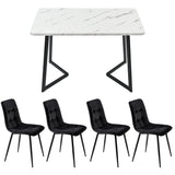 117×68cm Dining Table with 4 Chairs Set, Rectangular Dining Table Modern Kitchen Table Set,Dining Room Chair Black Velvet Kitchen Chair,Black Table Legs_1