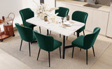 Velvet  dining chair (6 pcs), dark green, Modern Vanity Chair Kitchen Accent Occasional Chair with Metal Legs for Dining Room Living Room,upholstered chair  with backrest,seat in velvet metal_1