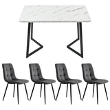 117×68cm Dining Table with 4 Chairs Set, Rectangular Dining Table Modern Kitchen Table Set,Dining Room Chair  dark grey Velvet Kitchen Chair,Black Table Legs_2