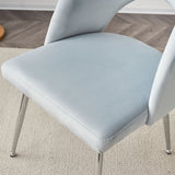 Modern Velvet Set of 2 Dining Chair, Thick Upholstered Kitchen Tub Chair with Loop Backrest and Metal Legs, Living Room Reception Leisure Chairs, for Bedroom/Lounge/Office/Kitchen (Light Grey_14