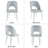 Modern Velvet Set of 2 Dining Chair, Thick Upholstered Kitchen Tub Chair with Loop Backrest and Metal Legs, Living Room Reception Leisure Chairs, for Bedroom/Lounge/Office/Kitchen (Light Grey_3