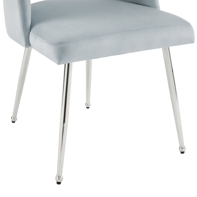 Modern Velvet Set of 2 Dining Chair, Thick Upholstered Kitchen Tub Chair with Loop Backrest and Metal Legs, Living Room Reception Leisure Chairs, for Bedroom/Lounge/Office/Kitchen (Light Grey_24