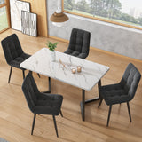 117×68cm Dining Table with 4 Chairs Set, Rectangular Dining Table Modern Kitchen Table Set,Dining Room Chair  dark grey Velvet Kitchen Chair,Black Table Legs_1