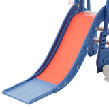 4 in 1 Children's slide and swing toys, children's slide, climbing, swing, basketball hoop. Freestanding slide for boys and girls, high quality, made of polyethylene. With cute cartoon image._18