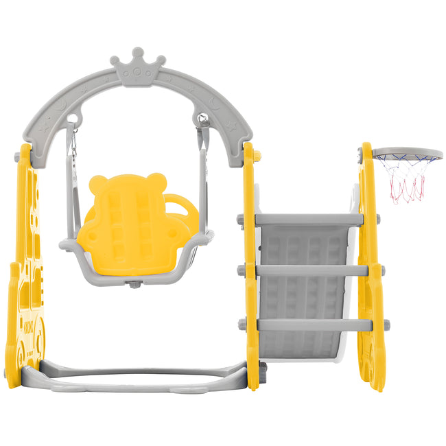 4 in 1 Children's slide and swing toys, children's slide, climbing, swing, basketball hoop. Freestanding slide for boys and girls, high quality, made of polyethylene. With cute cartoon image._21