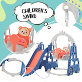 4 in 1 Children's slide and swing toys, children's slide, climbing, swing, basketball hoop. Freestanding slide for boys and girls, high quality, made of polyethylene. With cute cartoon image._4