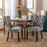 Set of 6 Modern Upholstered Velvet Dining Chairs, High-end Tufted Contemporary Kitchen Lounge Chairs with Solid Wood Legs, Riveted Trim and Knocker Ring, for Dining Room Living Room Restauran_7
