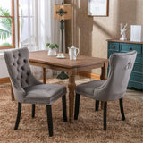 Set of 6 Modern Upholstered Velvet Dining Chairs, High-end Tufted Contemporary Kitchen Lounge Chairs with Solid Wood Legs, Riveted Trim and Knocker Ring, for Dining Room Living Room Restauran_11