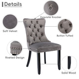 Set of 6 Modern Upholstered Velvet Dining Chairs, High-end Tufted Contemporary Kitchen Lounge Chairs with Solid Wood Legs, Riveted Trim and Knocker Ring, for Dining Room Living Room Restauran_3