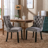 Set of 6 Modern Upholstered Velvet Dining Chairs, High-end Tufted Contemporary Kitchen Lounge Chairs with Solid Wood Legs, Riveted Trim and Knocker Ring, for Dining Room Living Room Restauran_9