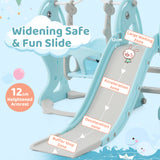 4-in-1 Multifunctional Toddler Slide with Swing Set, Kids Slide with Swing, Climber and Basketball Hoop, Large Toddler Slide for Indoor & Outdoor, Dolphin Pattern, Use-Strong, Kid-Safe (Baby _5