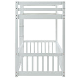 3FT Bunk Bed, Bed with Fences and Door, Children's Bed with Fall Protection and Railings, Solid Wood, White (190x90cm)_11