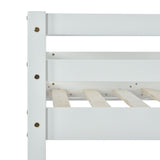 3FT Bunk Bed, Bed with Fences and Door, Children's Bed with Fall Protection and Railings, Solid Wood, White (190x90cm)_16