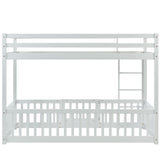 3FT Bunk Bed, Bed with Fences and Door, Children's Bed with Fall Protection and Railings, Solid Wood, White (190x90cm)_8