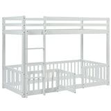 3FT Bunk Bed, Bed with Fences and Door, Children's Bed with Fall Protection and Railings, Solid Wood, White (190x90cm)_10