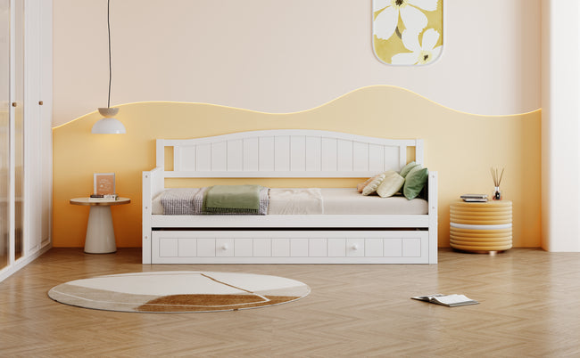 3FT Daybed with Trundle Bed Sofa Bed, Single Bed for guest, Pull out Trundle for Living Room and Bedroom ( 90 x190 cm)_4