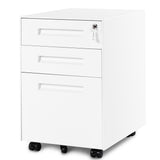 (SALE)3 Drawer File Cabinet Filing Pedestal Metal Solid Mobile with Keys, Fully Assembled Except Casters（White）_0