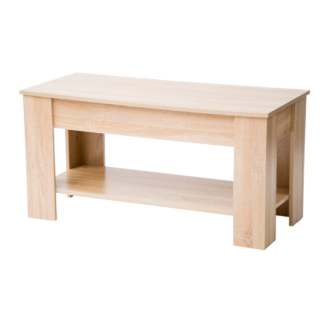 Lift up Top Coffee Table with storage and shelf living room(Oak)_1