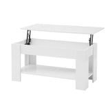 Lift up Top Coffee Table with storage and shelf living room(White)_1