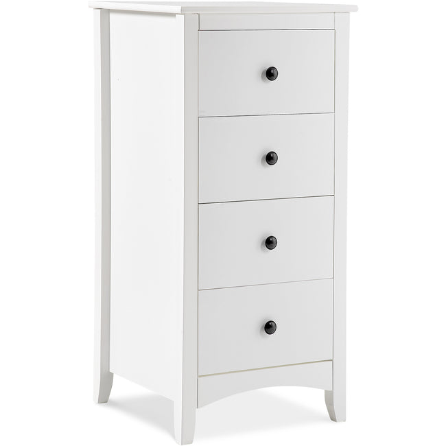 Tall Chest of 4 Drawers White Bedside Cabinet Wood Storage Chest Bedroom Hallway Anti-Tipping Supports_0