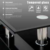 Glass living Room Coffee Table Black Modern Rectangle With Lower Shelf (Black-100CM)_3