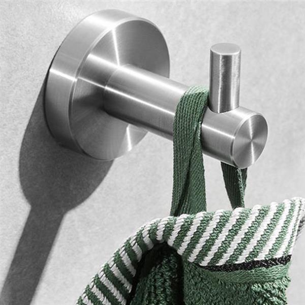 High Quality Rustproof 304 Stainless Steel Brushed Silver Polishing Bathroom Accessories Set Robe Hooks Towel Ring Bar Toilet Paper Holder Tissue Rack
