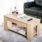 Lift up Top Coffee Table with storage and shelf living room(Oak)_6
