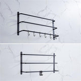 Stagger Layers Towel Rack with Movable Hooks - Matte Black