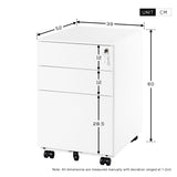 3 Drawers 5 Wheels Mobile File Cabinet Filing Pedestal Lockable Storage for A4 Metal Solid Pedestal with Keys_1