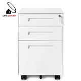 (SALE)3 Drawer File Cabinet Filing Pedestal Metal Solid Mobile with Keys, Fully Assembled Except Casters（White）_2