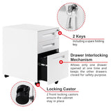 (SALE)3 Drawer File Cabinet Filing Pedestal Metal Solid Mobile with Keys, Fully Assembled Except Casters（White）_7