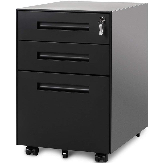 (SALE)3 Drawer Steel Metal Filing Cabinet with Embedded Handle and Lock (Black)_0