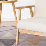 Burlywood Beige Fabric Wood Armrest Single Sofa - Perfect for Any Room (64x59x71cm)