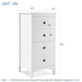 Tall Chest of 4 Drawers White Bedside Cabinet Wood Storage Chest Bedroom Hallway Anti-Tipping Supports_5